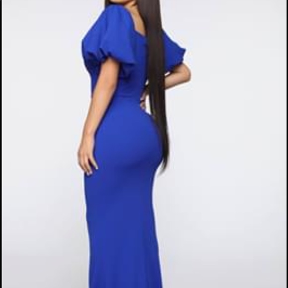 XS Royal Blue Off shoulder Maxi Gown - Picture 2 of 3